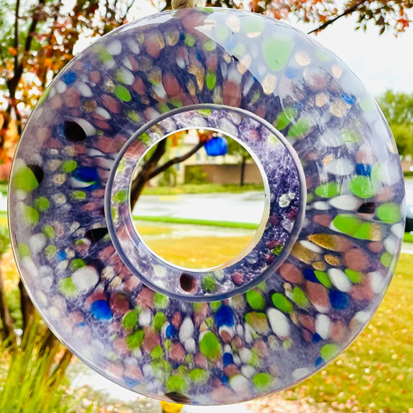 ApricotMint Handmade Art Glass Bird Feeder Sun Catcher - Purple 1 ApricotMint Handmade Art Glass Bird Feeder Sun Catcher - Purple