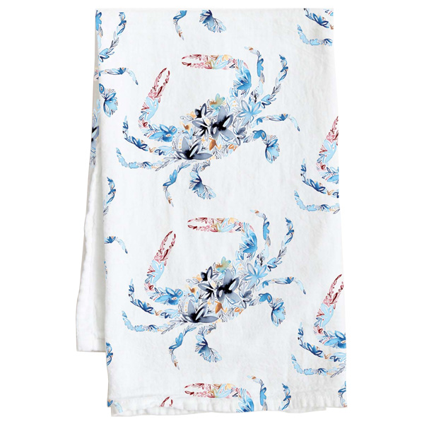 Amanda Klein Blue Crab Flour Sack Tea Towel 1 Amanda Klein Blue Crab Flour Sack Tea Towel