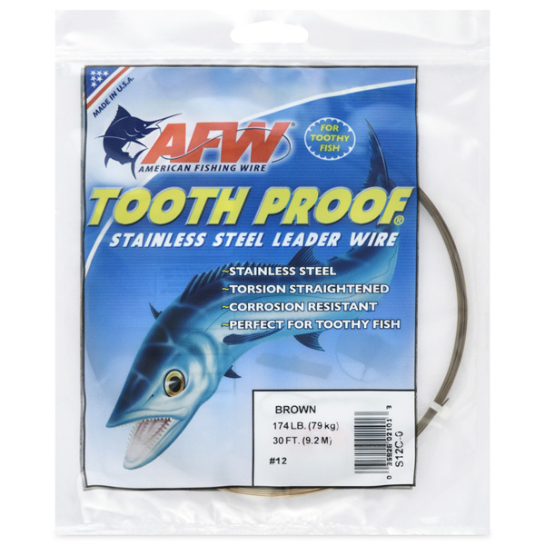 AFW Fishing Tooth Proof Stainless Steel Leader Wire, 174lb - Camo 1 AFW Fishing Tooth Proof Stainless Steel Leader Wire - Camo