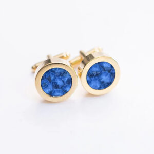 Teal Heron CUFFLINK SET ROYAL BLUE SEA BASS GOLD