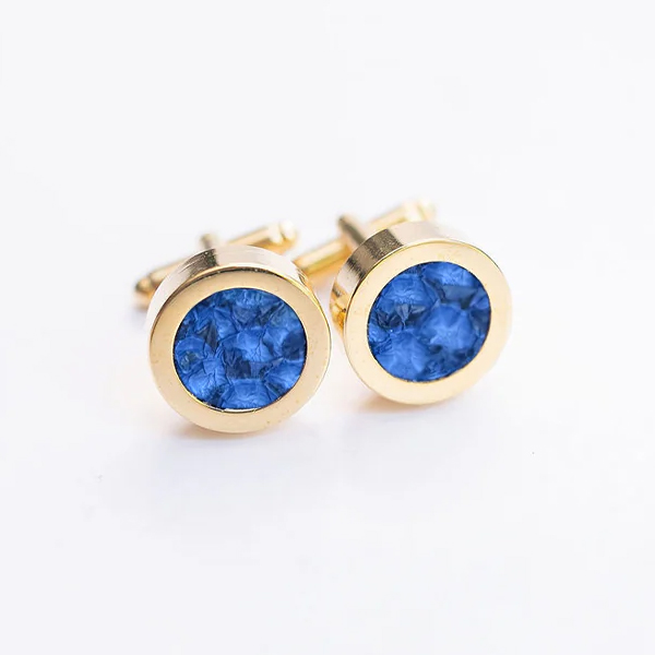 Teal Heron CUFFLINK SET ROYAL BLUE SEA BASS GOLD 1 Teal Heron CUFFLINK SET ROYAL BLUE SEA BASS GOLD