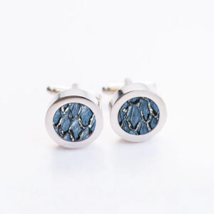 Teal Heron CUFFLINK SET BLUW SILVER SALMON SILVER