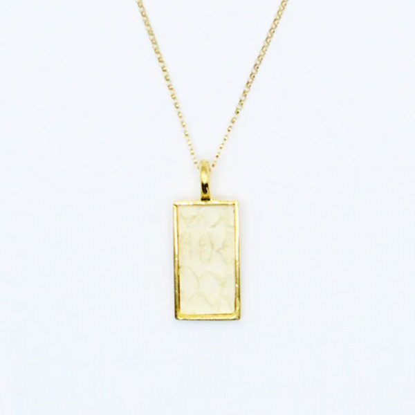 Teal Heron SALUDA NECKLACE WHITE SALMON GOLD 1 Teal Heron SALUDA NECKLACE WHITE SALMON GOLD