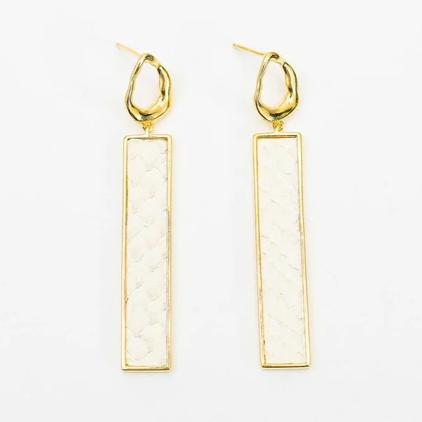 Teal Heron COMBAHEE EARRINGS White Salmon GOLD 1 Teal Heron COMBAHEE EARRINGS White Salmon GOLD