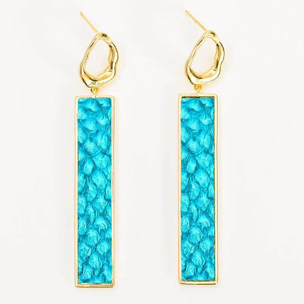 Teal Heron COMBAHEE EARRINGS AQUA SEA BASS GOLD 1 Teal Heron COMBAHEE EARRINGS AQUA SEA BASS GOLD