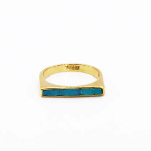 Teal heron WACCAMAW RING AQUA SEA BASS GOLD