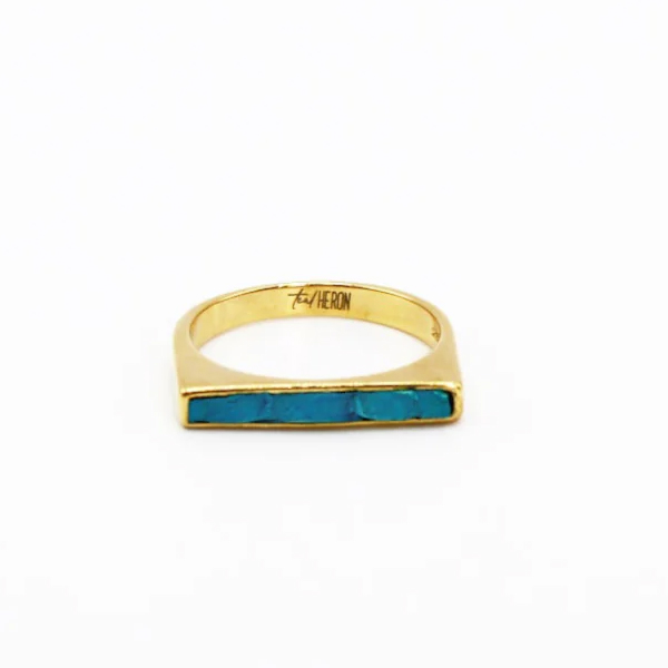 Teal heron WACCAMAW RING AQUA SEA BASS GOLD 1 Teal heron WACCAMAW RING AQUA SEA BASS GOLD