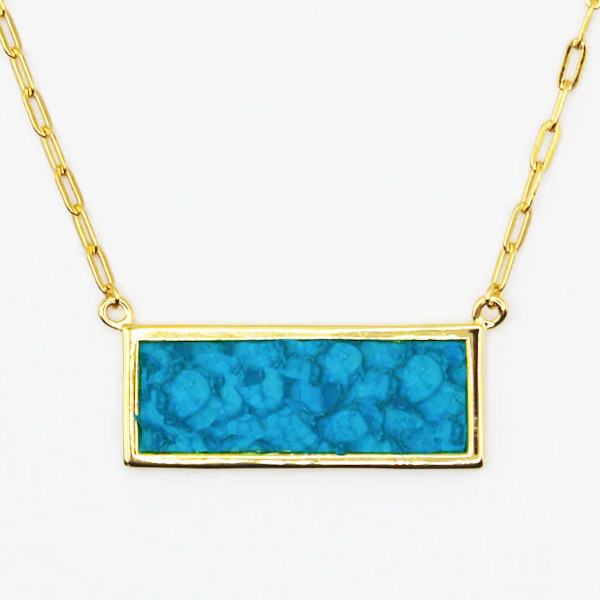 Teal Heron STONO Necklace AQUA SEA BASS GOLD 1 Teal Heron STONO Necklace AQUA SEA BASS GOLD