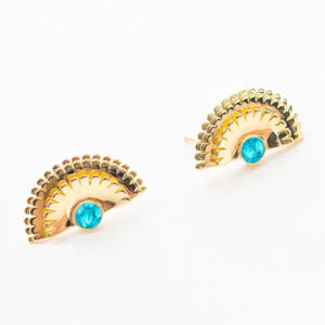 Teal Heron TALLULAH EARRINGS AQUA SEA Bass GOLD