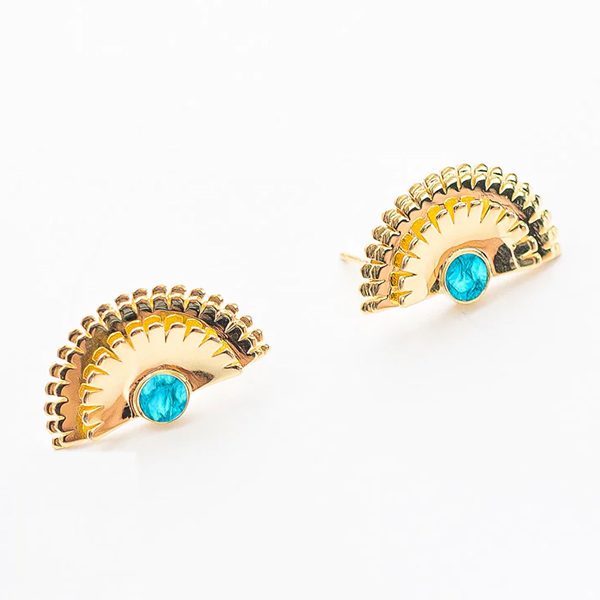 Teal Heron TALLULAH EARRINGS AQUA SEA Bass GOLD 1 Teal Heron TALLULAH EARRINGS AQUA SEA Bass GOLD