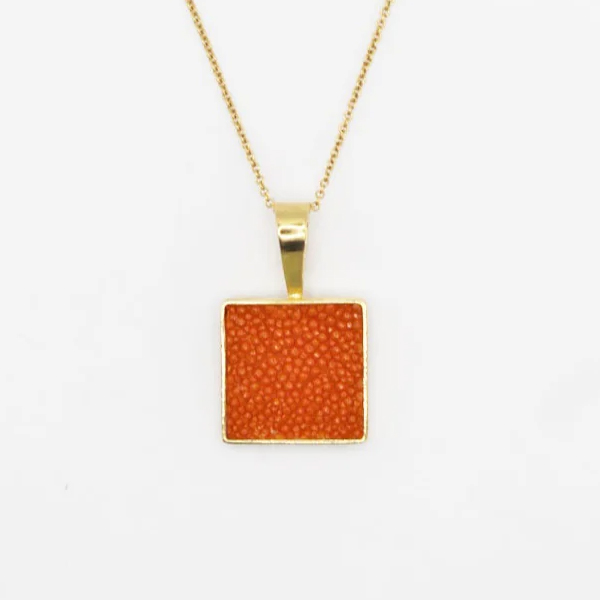Teal Heron SANDY Necklace Orange Stingray GOLD 1 Teal Heron SANDY Necklace Orange Stingray GOLD