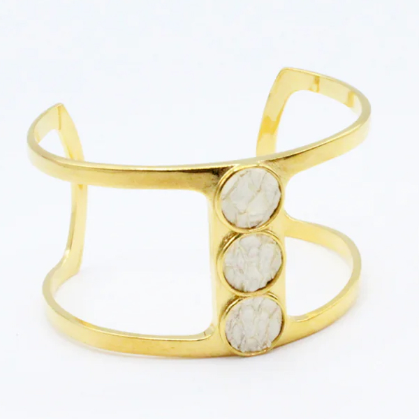 Teal Heron TOOGOODOO CUFF WHITE SALMON GOLD 1 Teal Heron TOOGOODOO CUFF WHITE SALMON GOLD