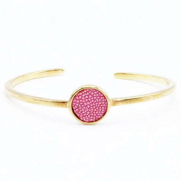 TEAL HERON P DEE CUFF PINK STINGRAY GOLD 1 TEAL HERON P DEE CUFF PINK STINGRAY GOLD