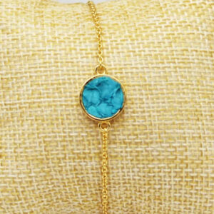 Teal Heron COOPER Bracelet AQUA SEA Bass - GOLD