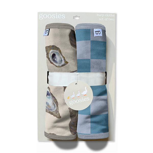 Goosies Burp Cloth Set - Coastal Oysters 1 Goosies Burp Cloth Set - Coastal Oysters