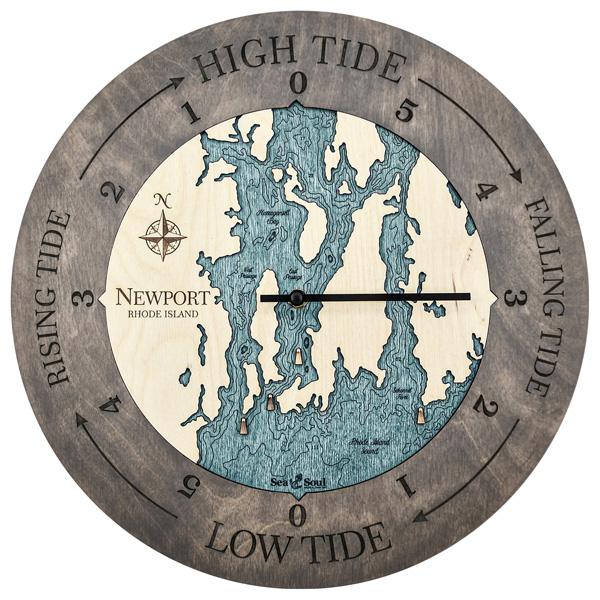 Sea and Soul Charts Newport Rhode Island Tide Clock, 16" - Driftwood Gray 1 Sea and Soul Charts Newport Rhode Island Tide Clock - Driftwood Gray
