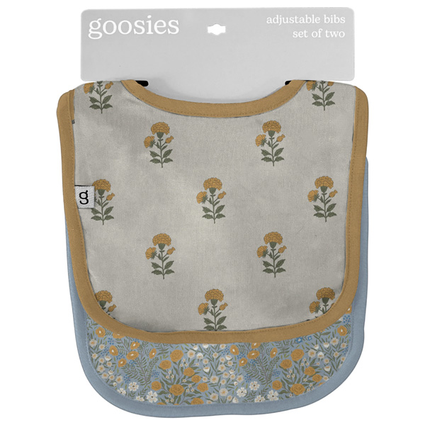 Goosies Bib Set - Marigold Block Print 1 Goosies Bib Set - Marigold Block Print
