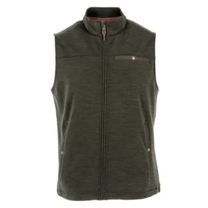 TOM BECKBE TUCKER FLEECE VEST PEAT GREEN