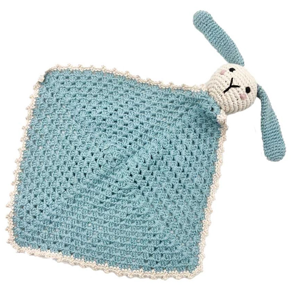 Pebble Handmade Soft Bunny Lovey Organic Cotton Soother - Blue 1 Pebble Handmade Soft Bunny Lovey Organic Cotton Soother - Blue