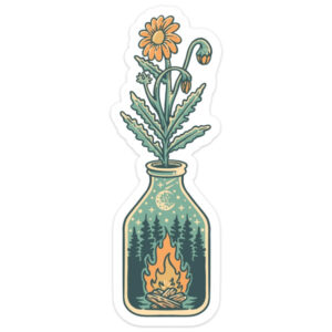 Sticker Art Campfire and Flowers Outdoors Sticker