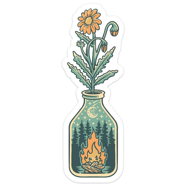 Sticker Art Campfire and Flowers Outdoors Sticker 1 Sticker Art Campfire and Flowers Outdoors Sticker