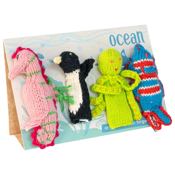 Lucuma Designs Ocean Story Assorted Pack of 4 Organic Cotton Finger Puppets 2 Lucuma Designs Ocean Story Assorted Pack of 4 Organic Cotton Finger Puppets 2