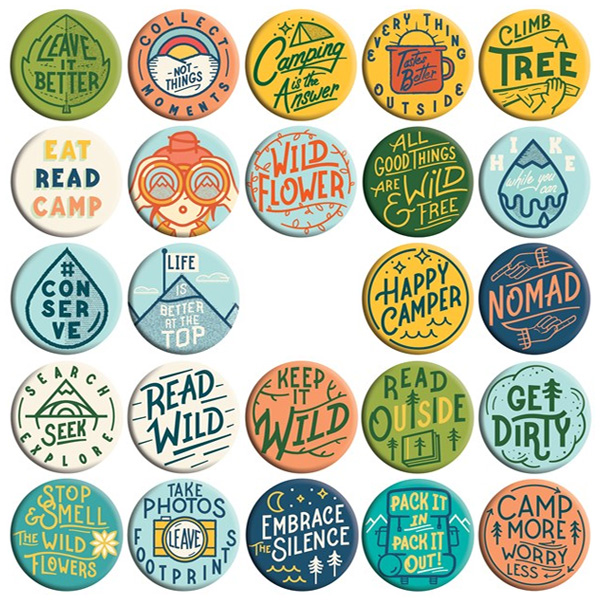Gibbs Smith Camp Happy Button - Various Designs 1 Gibbs Smith Camp Happy Button - Various Designs