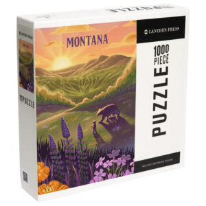 Lantern Press Forest Bear and Spring Flowers Lithograph 1000 Piece Puzzle