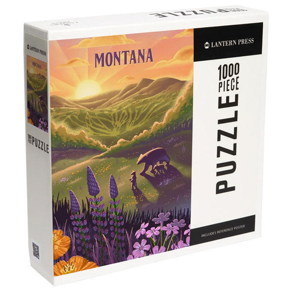 Lantern Press Forest Bear and Spring Flowers Lithograph 1000 Piece Puzzle 1 Lantern Press Forest Bear and Spring Flowers Lithograph 1000 Piece Puzzle
