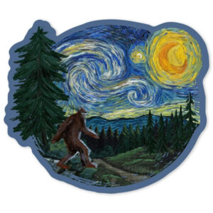 Lantern Press Bigfoot Starry Night Sticker