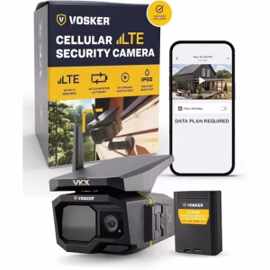 Vosker VKX Solar Powered 4G-LTE Outdoor Cellular Security Camera - No Wi-Fi Needed, SIM Card Included, IP65 Weather-Resistant