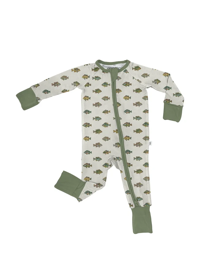 Goosies Kid's Long-Sleeve Zip PJ - Lake Fish 1 Goosies Kid's Long-Sleeve Zip PJ - Lake Fish