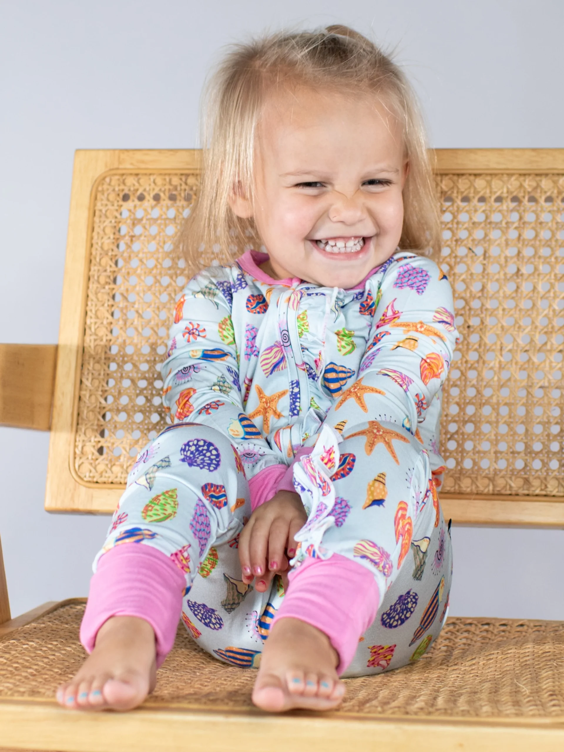 Goosies Convertible Zip Pajamas - Seashells 1 Goosies Convertible Zip Pajamas - Seashells