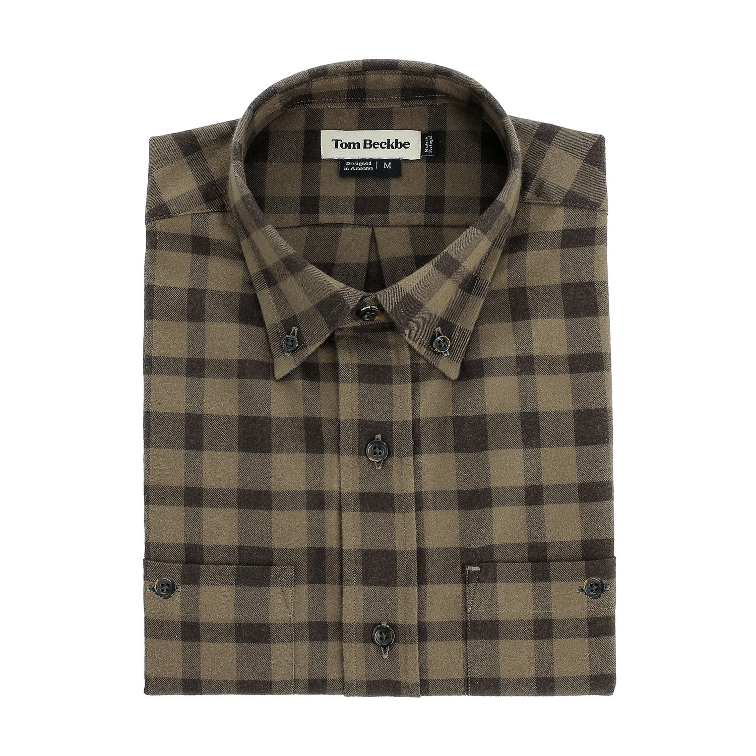 Tom Beckbe Dixon Brushed Cotton Twill Shirt - Olive Brown 1 Tom Beckbe Dixon Brushed Cotton Twill Shirt - Olive Brown