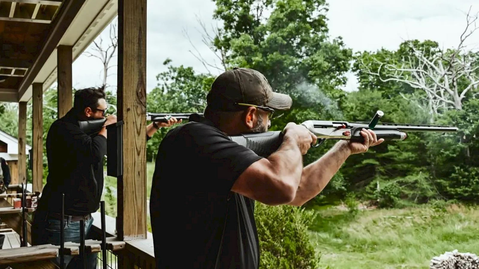 Sporting Clays 22 Shooting the stand with a gun dog at heel
