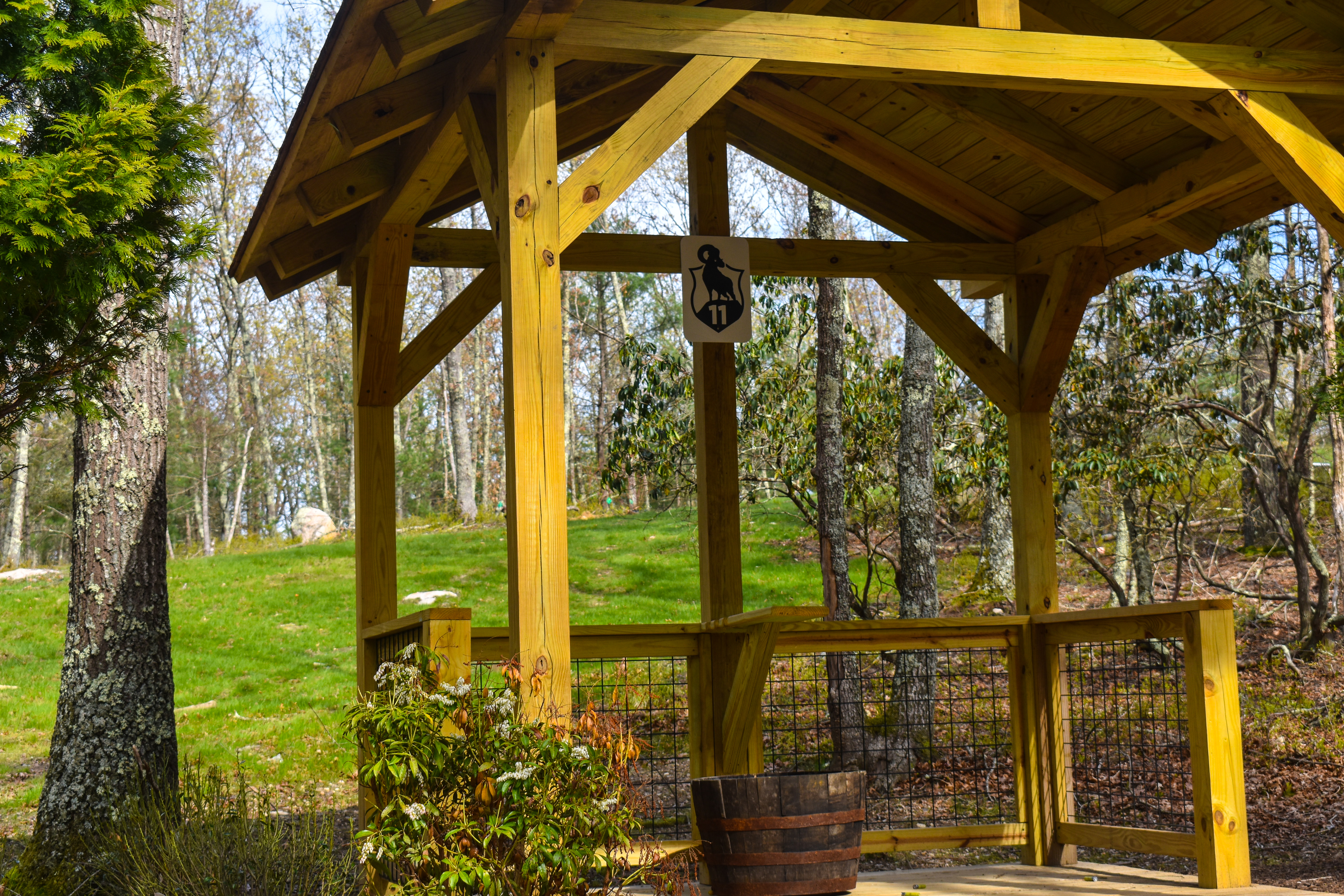 Station 11 — covered stand on the slope