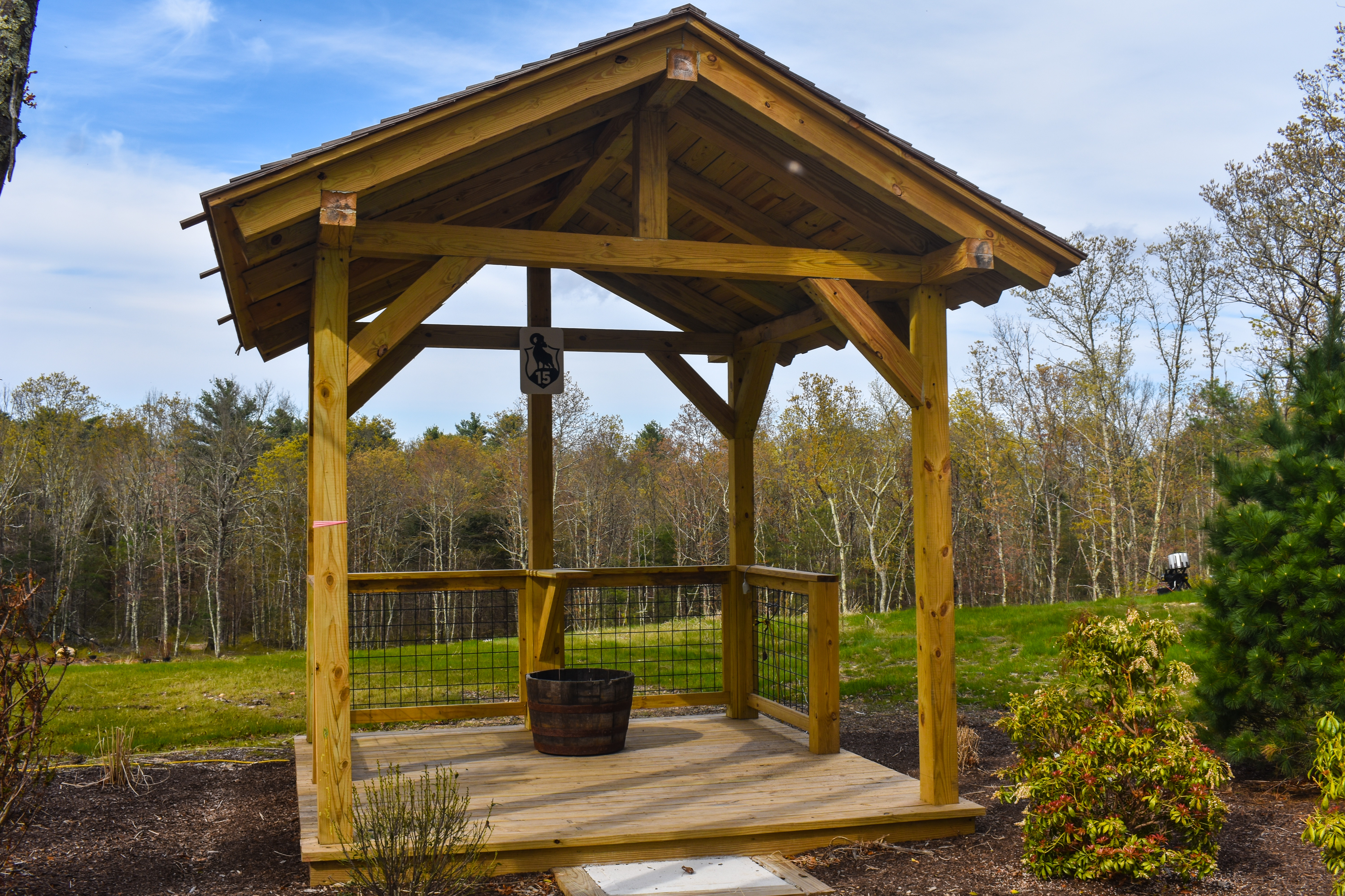 Station 15 — covered stand on the high ground